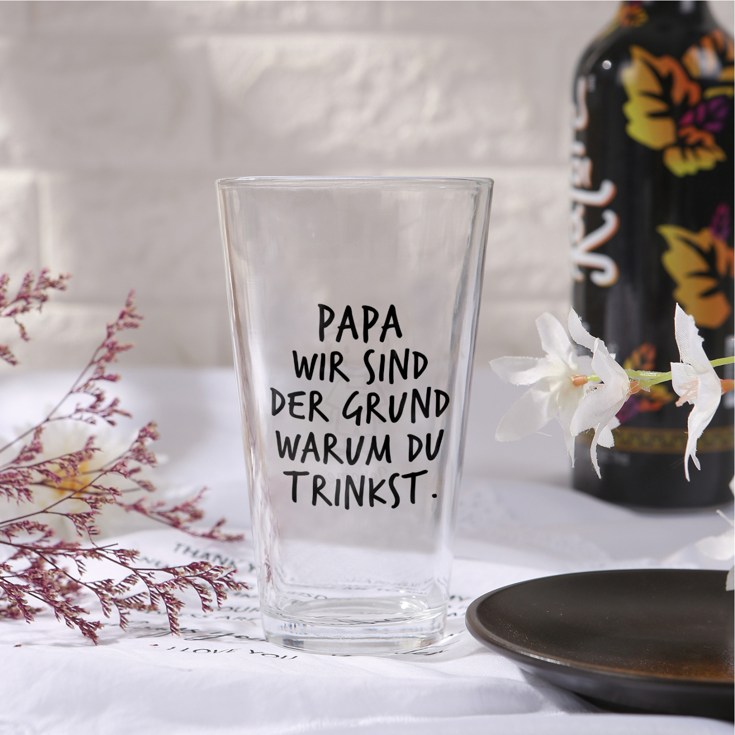 Personalisierte 1-6 Namen mit Faust Bierglas-Tasse – Bester Papa aller Zeiten – Bier-Glastasse für Papa