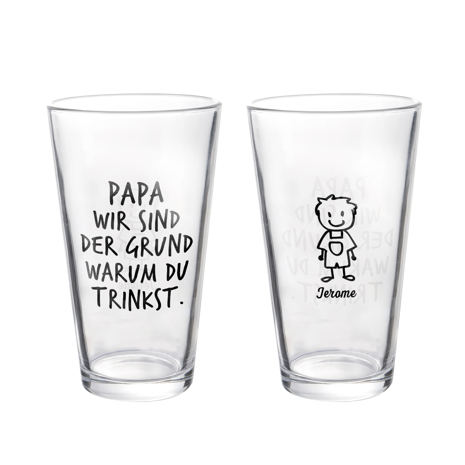 Personalisierte 1-6 Namen mit Faust Bierglas-Tasse – Bester Papa aller Zeiten – Bier-Glastasse für Papa