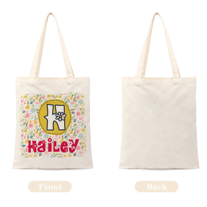 Personalisierbarer Name & & Buchstabe & Muster Schulanfang Leinen Tasche-Geschenk für Kinder