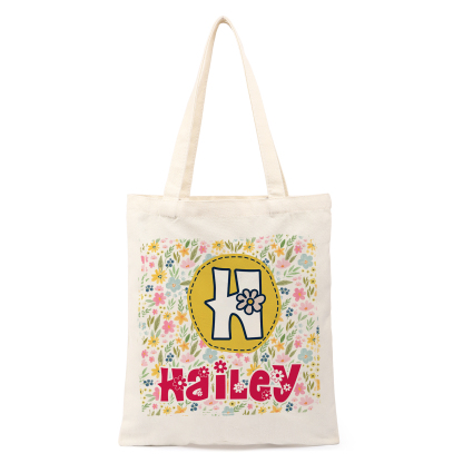 Personalisierbarer Name & & Buchstabe & Muster Schulanfang Leinen Tasche-Geschenk für Kinder