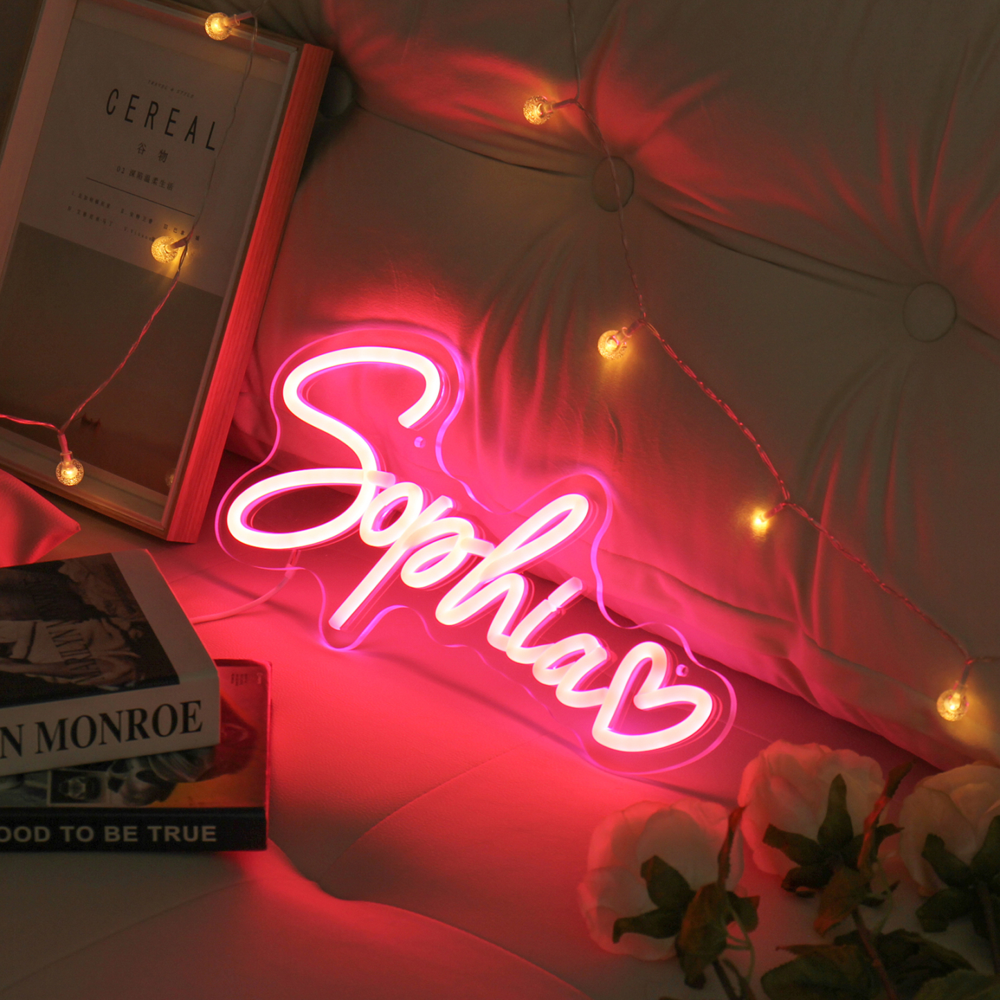 Personalisierbare 1 Name Acryl Neonlicht in Pink - Verschiedene Größen