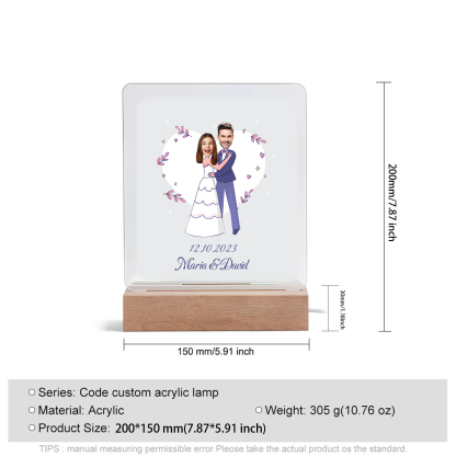 Personalisierte 2 Namen & Datum & 2 Fotos Paar Avataren Acryl Nachtlicht – LED-Nachtlampe für Paar