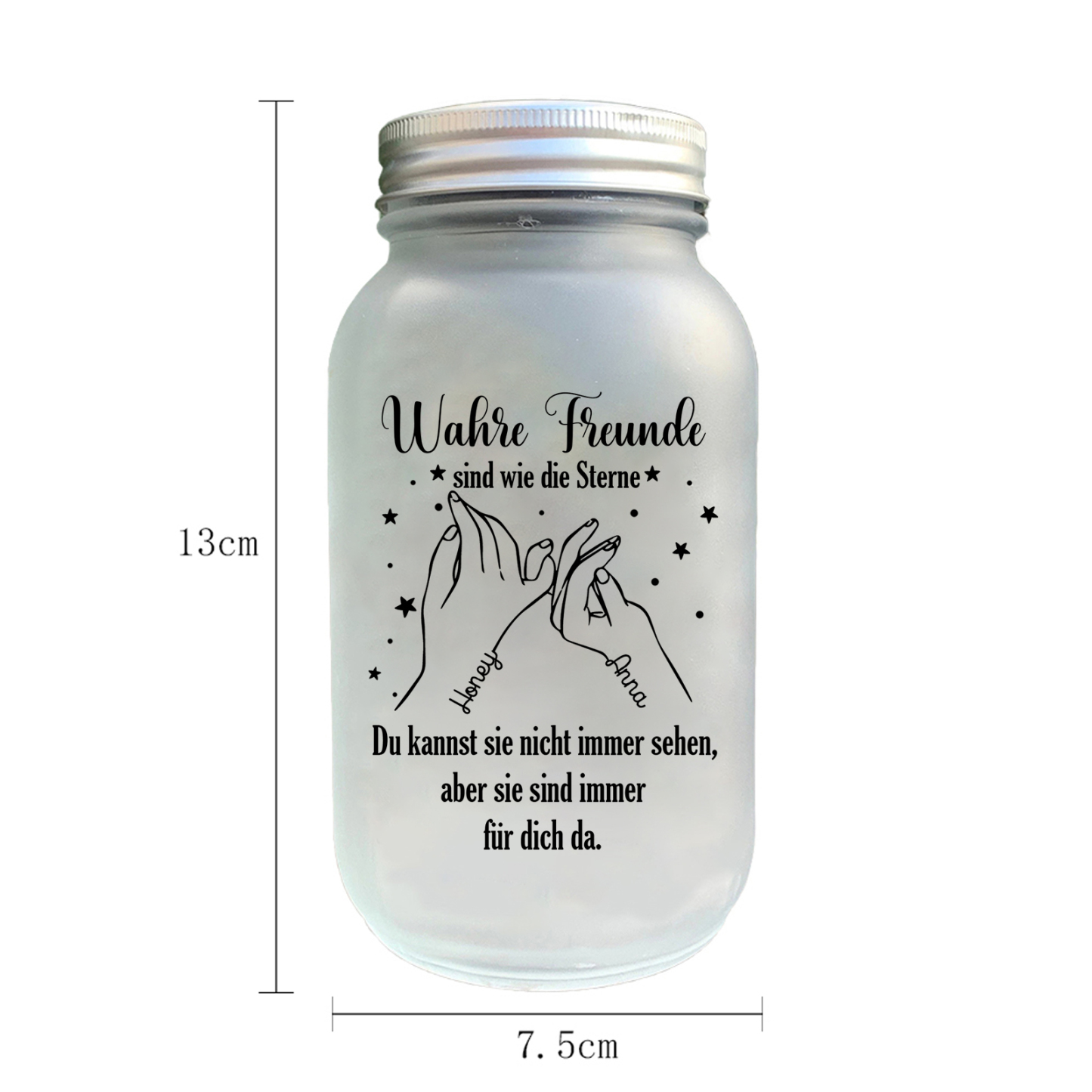 Personalisierte 2 Namen Licht-Wahre Freunde sind wie die Sterne-Gedenken Glasflaschen Weihnachten Licht für Freunde