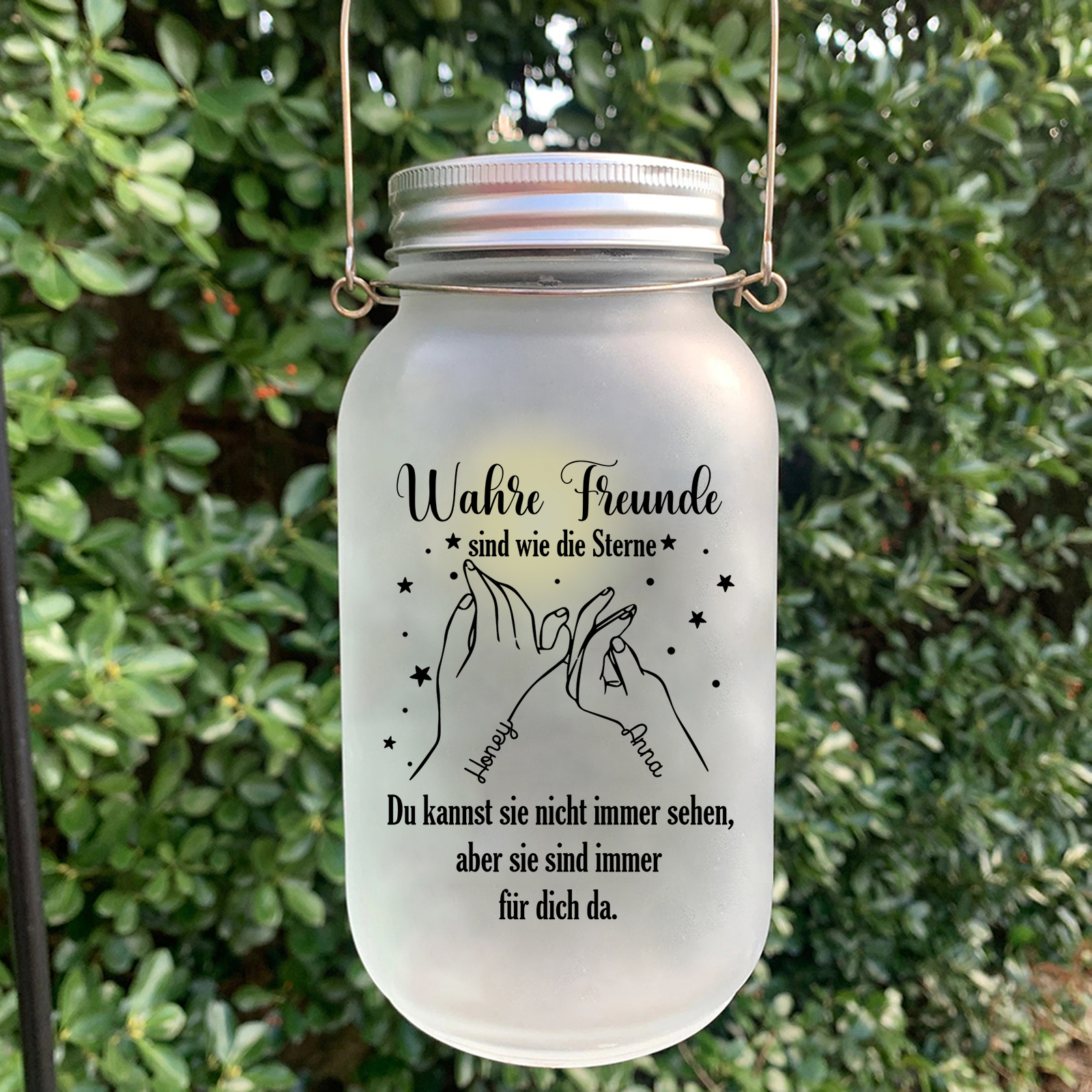 Personalisierte 2 Namen Licht-Wahre Freunde sind wie die Sterne-Gedenken Glasflaschen Weihnachten Licht für Freunde