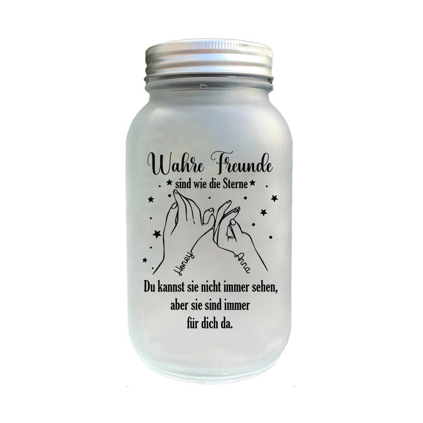 Personalisierte 2 Namen Licht-Wahre Freunde sind wie die Sterne-Gedenken Glasflaschen Weihnachten Licht für Freunde