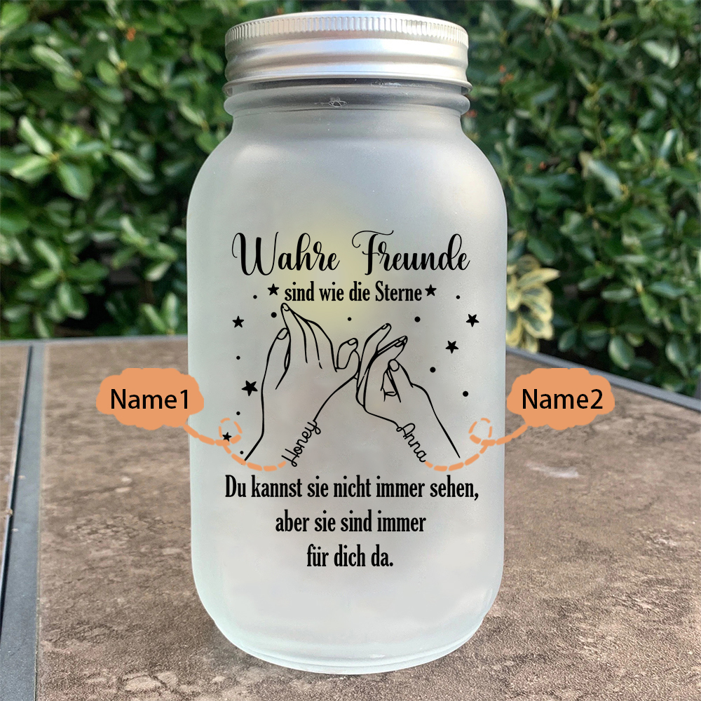 Personalisierte 2 Namen Licht-Wahre Freunde sind wie die Sterne-Gedenken Glasflaschen Weihnachten Licht für Freunde