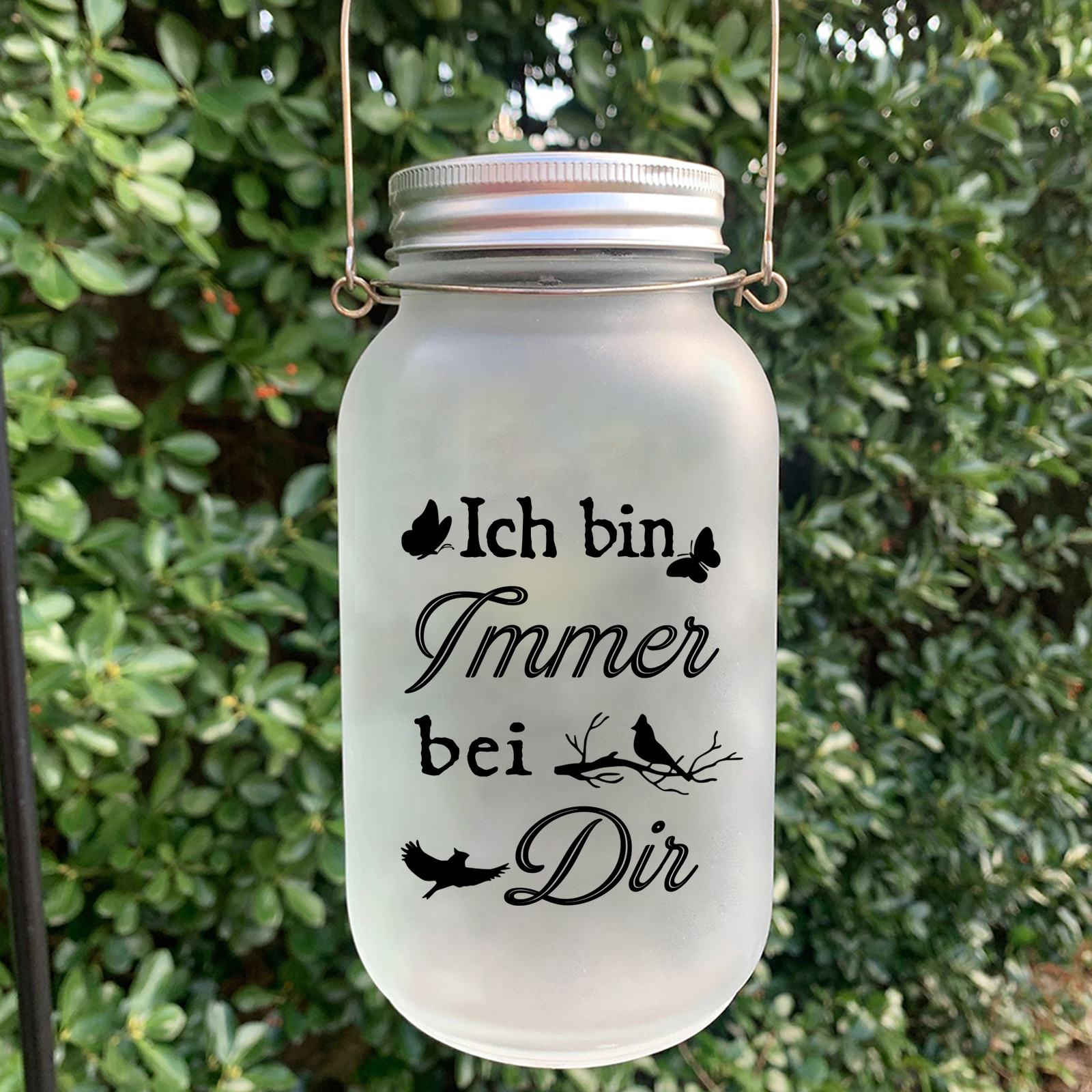 Personalisierter 1 Name & Foto& Datum Licht mit Vogel-Ich bin immer bei Dir-Gedenken Glasflaschen Weihnachten Licht Familie