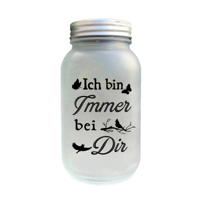 Personalisierter 1 Name & Foto& Datum Licht mit Vogel-Ich bin immer bei Dir-Gedenken Glasflaschen Weihnachten Licht Familie