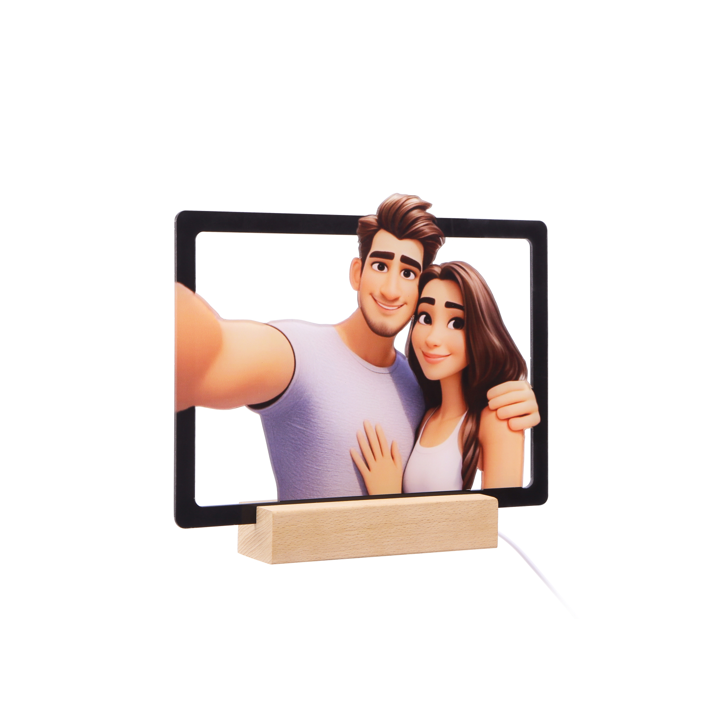 Personalisiertes Foto Acryl Comic-Fotodisplay mit LED-Beleuchtung Licht Schreibtisch Dekoration für Partener Paar
