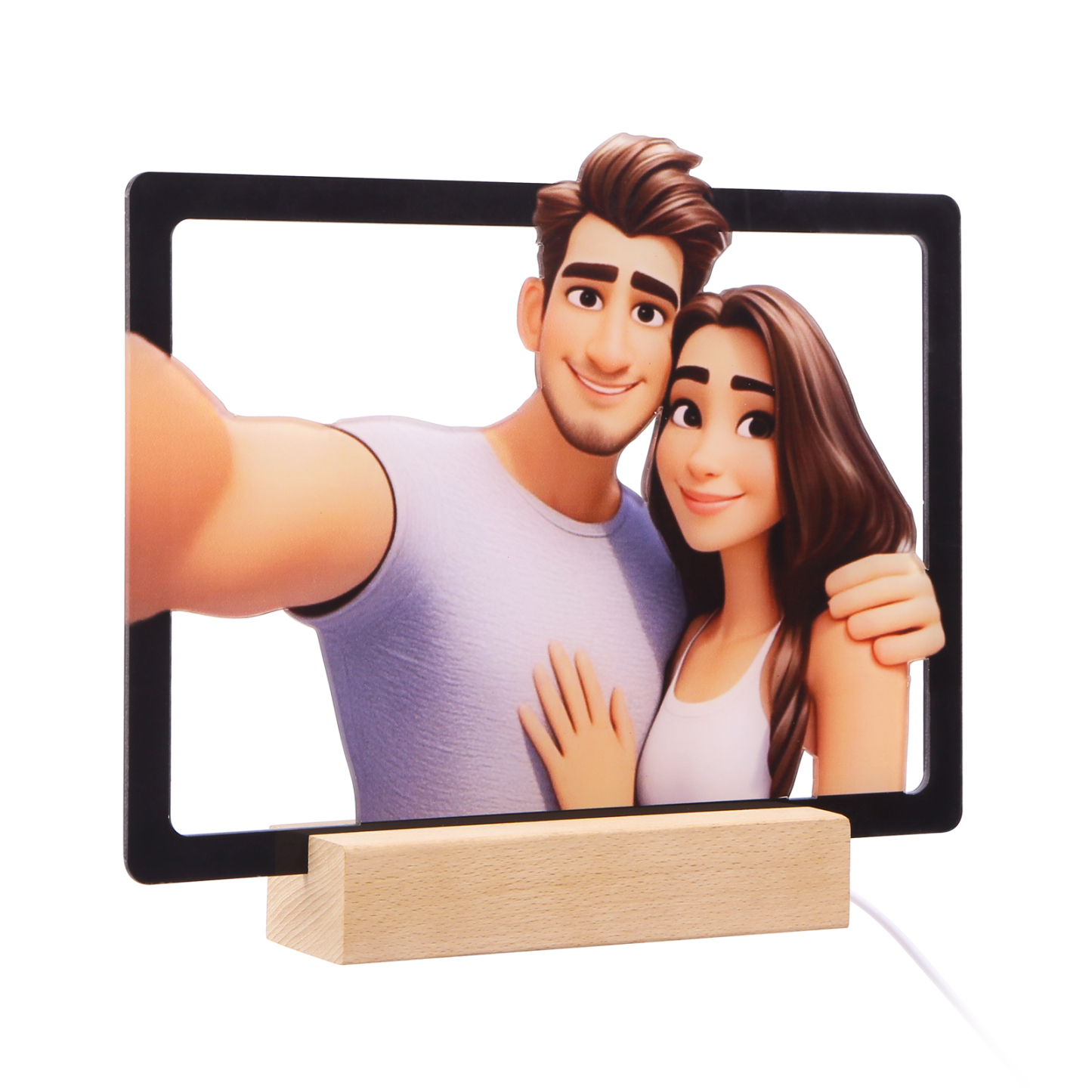 Personalisiertes Foto Acryl Comic-Fotodisplay mit LED-Beleuchtung Licht Schreibtisch Dekoration für Partener Paar