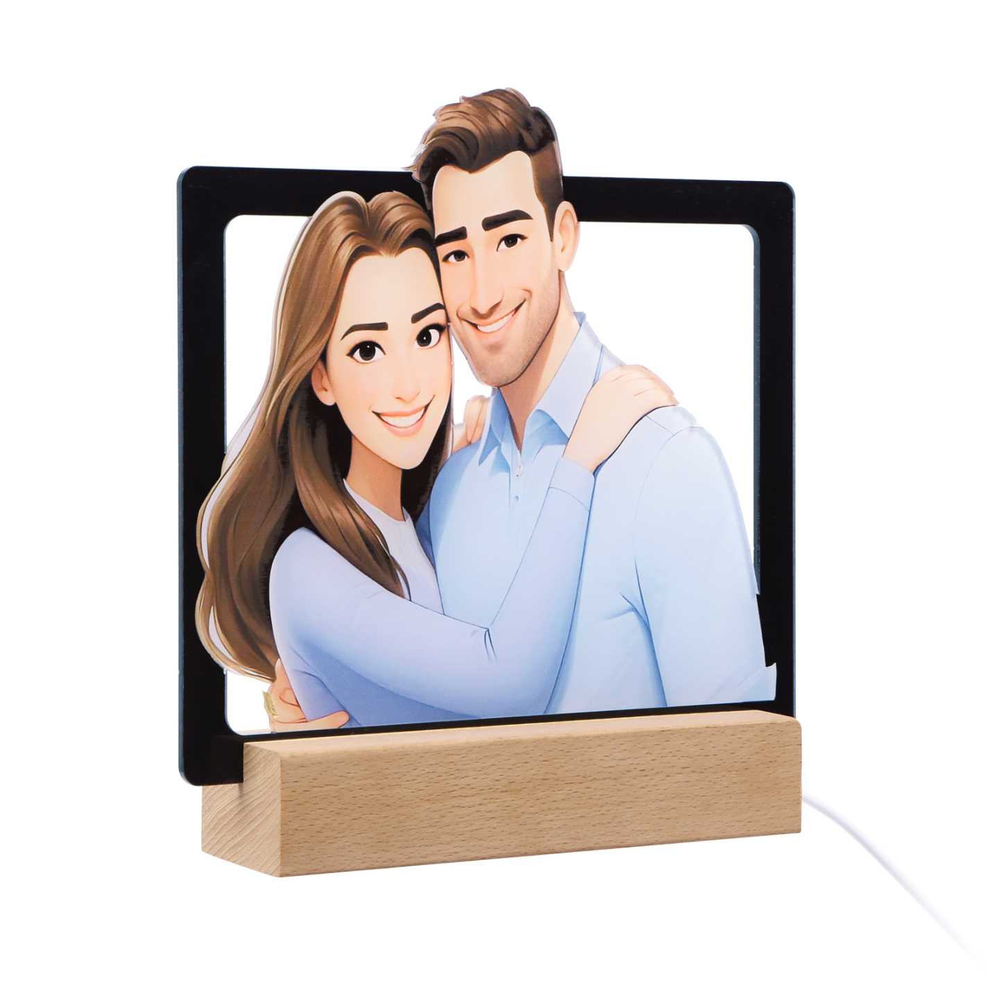 Personalisiertes Foto Acryl Comic-Fotodisplay mit LED-Beleuchtung Licht Schreibtisch Dekoration für Partener Paar