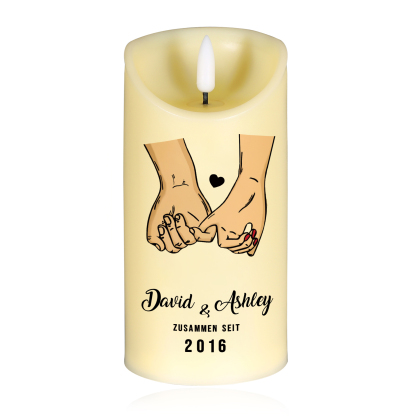 Personalisierte LED-Kerze mit 2 Namen & Jahr – "Zusammen Seit" – Romantisches Geschenk für Paare