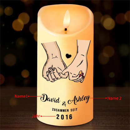 Personalisierte LED-Kerze mit 2 Namen & Jahr – "Zusammen Seit" – Romantisches Geschenk für Paare