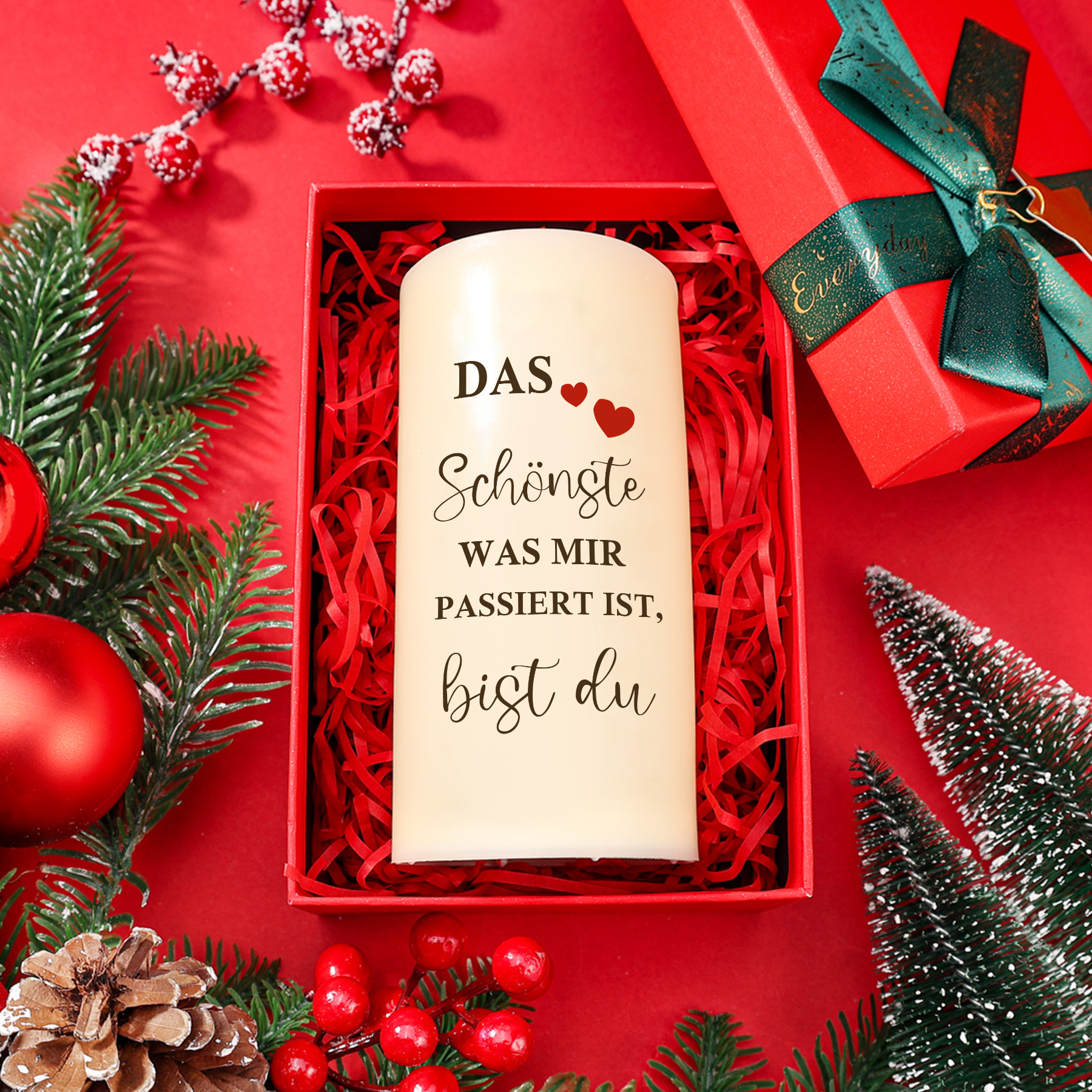 Personalisierte LED-Kerze mit 1 Foto & 2 Namen & Jahr – DAS Schönste was mir passiert ist – Romantisches Geschenk für Paare