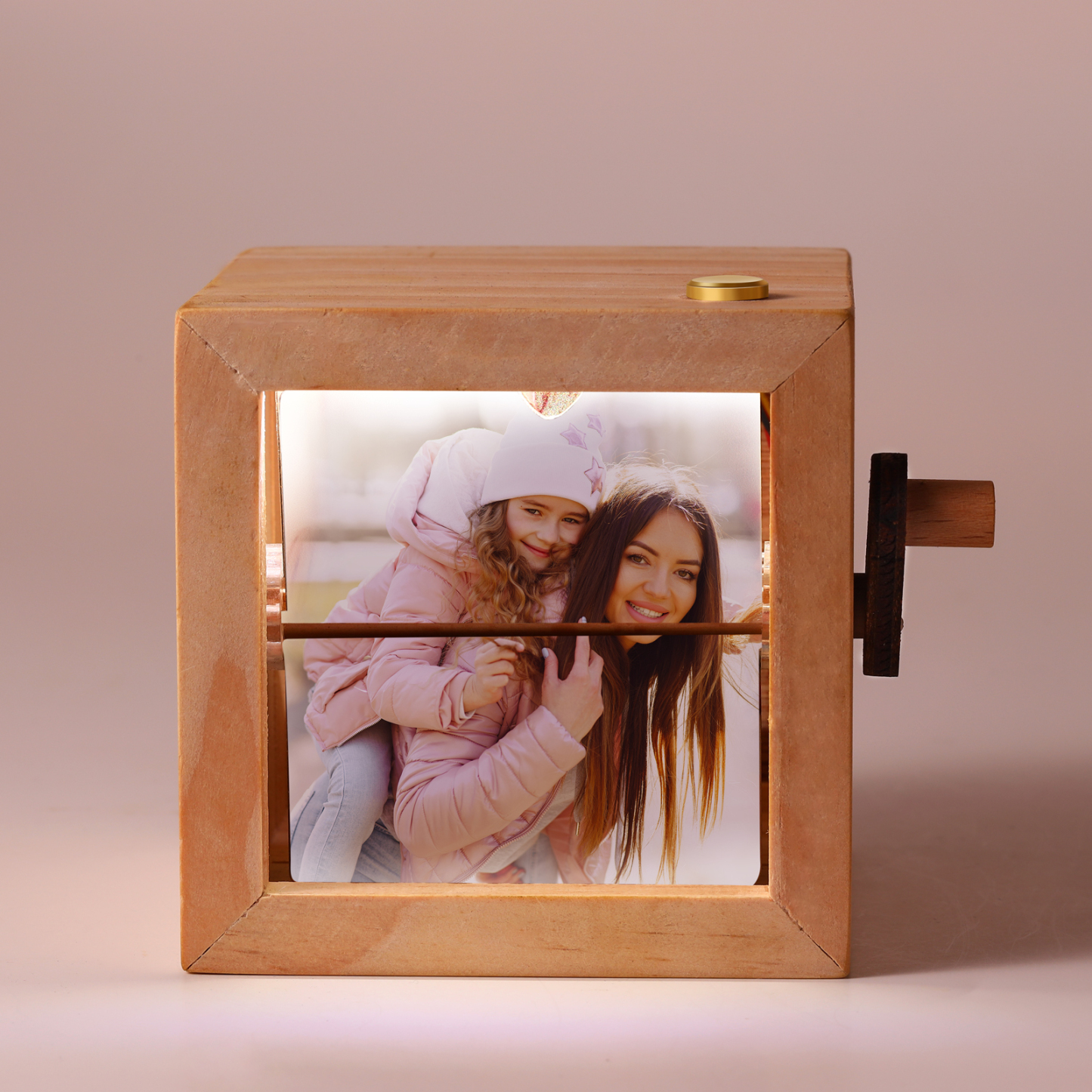 Personalisierte 8 Fotos Fotoalbum mit Handkurbel, Mini-Fotoalbum aus Holz für Paare, Frauen, Männer, Familie, Valentinstag, Geburtstag