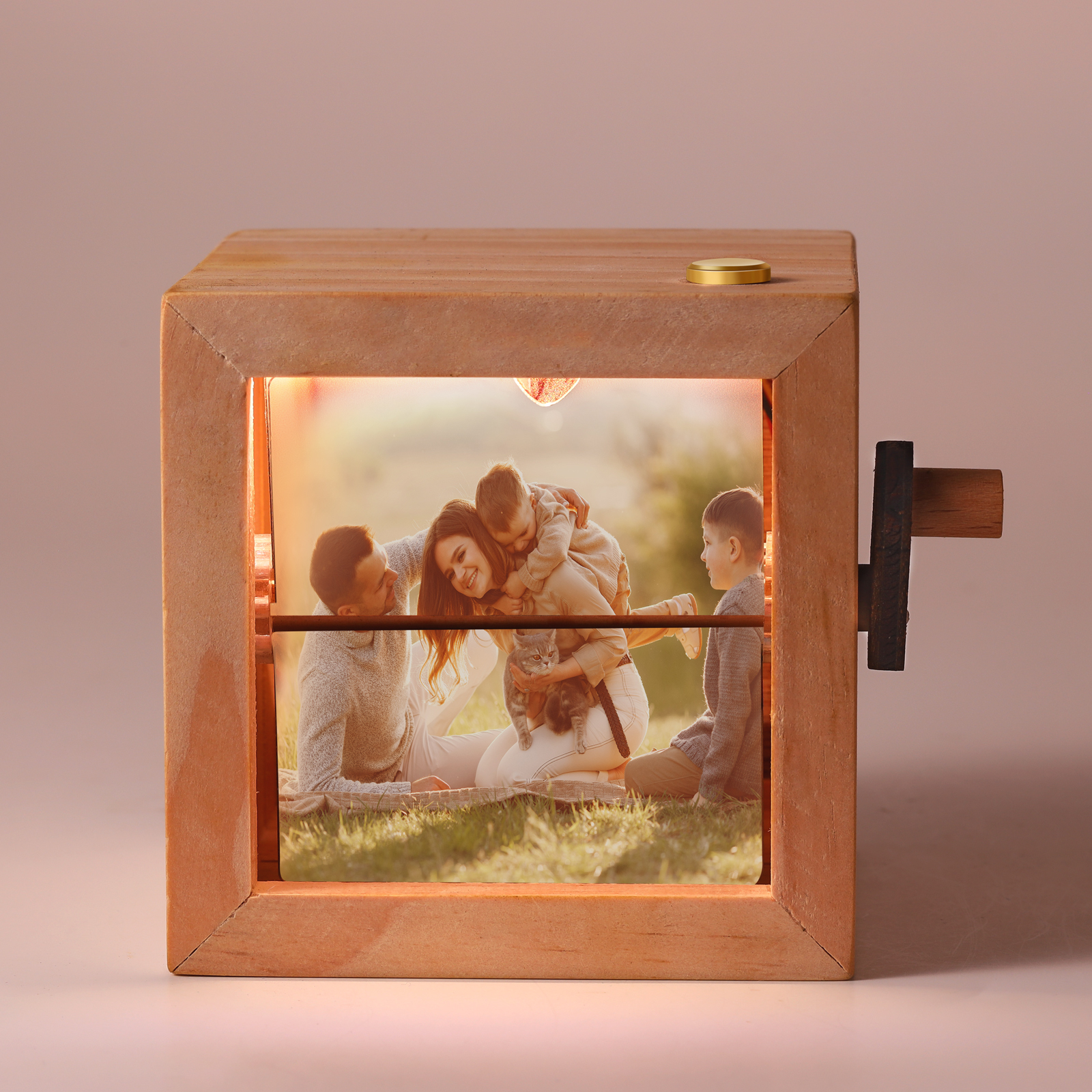 Personalisierte 8 Fotos Fotoalbum mit Handkurbel, Mini-Fotoalbum aus Holz für Paare, Frauen, Männer, Familie, Valentinstag, Geburtstag