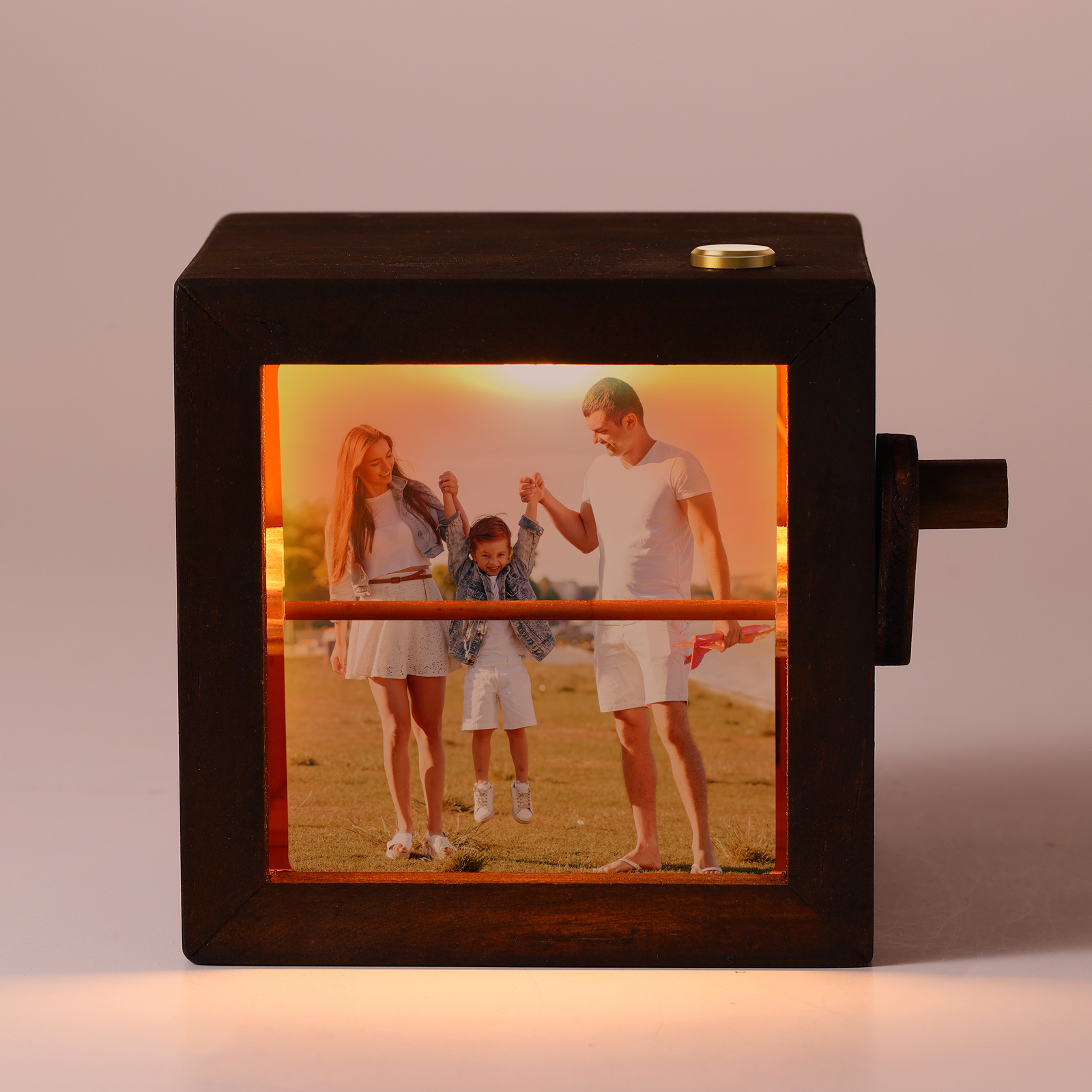 Personalisierte 8 Fotos Fotoalbum mit Handkurbel, Mini-Fotoalbum aus Holz für Paare, Frauen, Männer, Familie, Valentinstag, Geburtstag