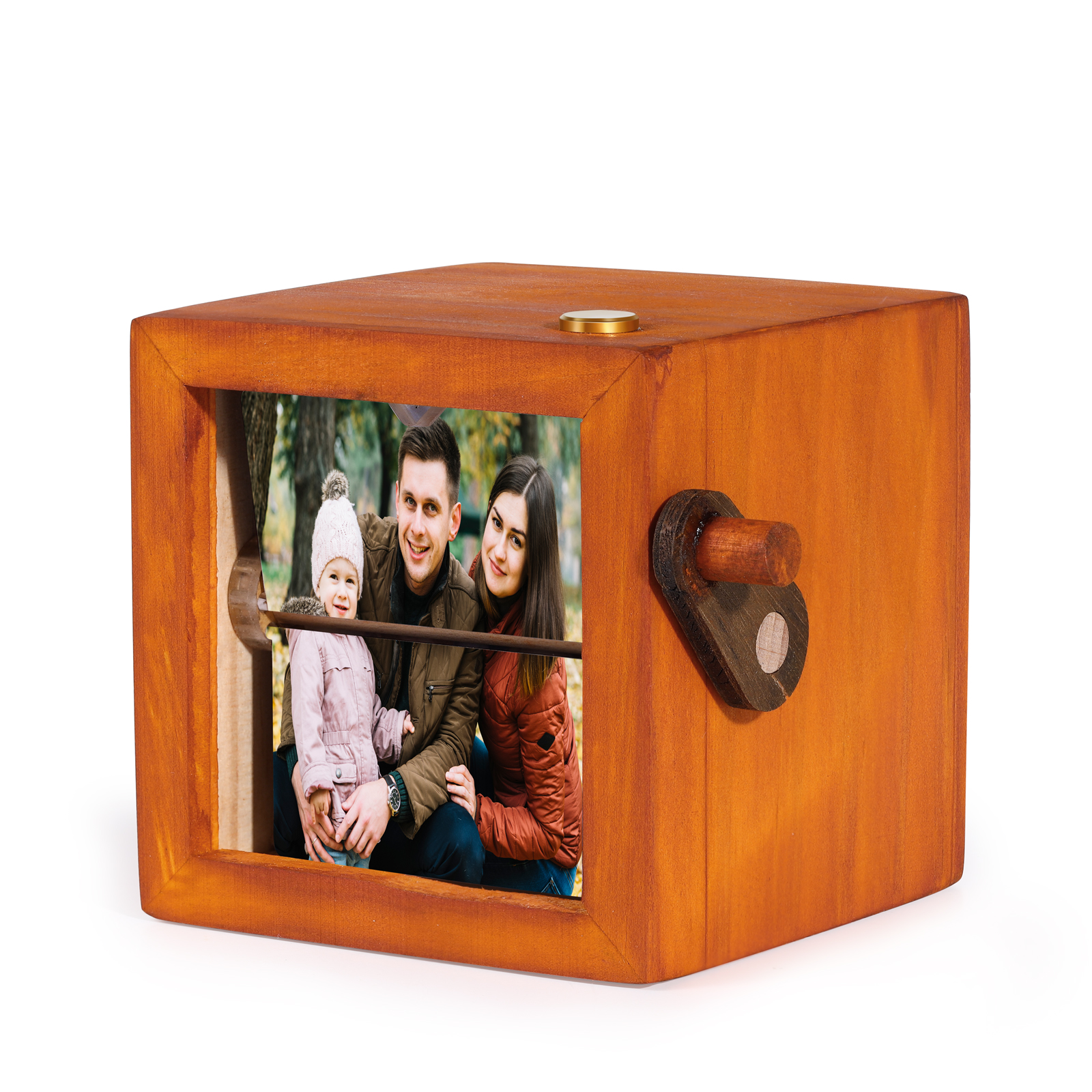 Personalisierte 8 Fotos Fotoalbum mit Handkurbel, Mini-Fotoalbum aus Holz für Paare, Frauen, Männer, Familie, Valentinstag, Geburtstag