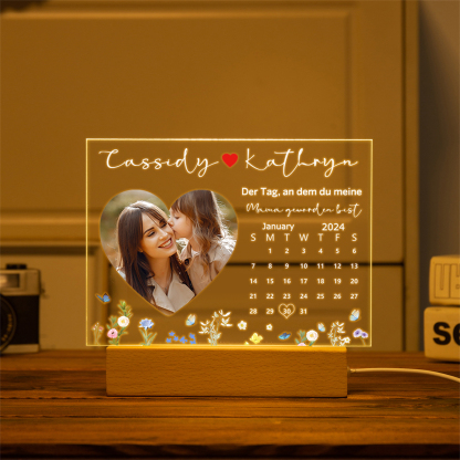 Acryl-Deko Personalisierte mit 2 Namen & Foto & Datum Schreibtischdekoration für Mutter/Mama