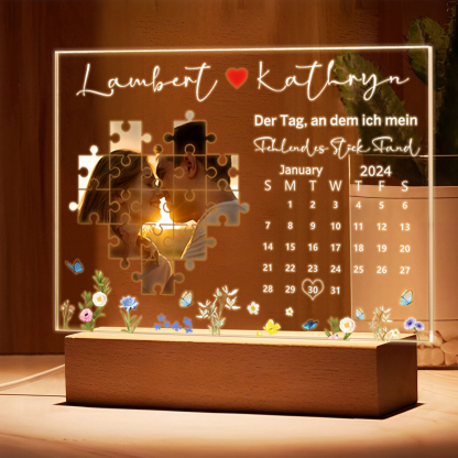 Acryl-Deko Personalisierte mit 2 Namen & Foto & Datum Schreibtischdekoration für Paar