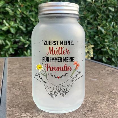 Personalisierte 2 Namen & Geburtsblume Licht Glasflaschen-Zuerst meine Mutter, für immer meine Freundin