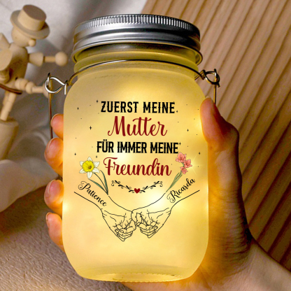 Personalisierte 2 Namen & Geburtsblume Licht Glasflaschen-Zuerst meine Mutter, für immer meine Freundin