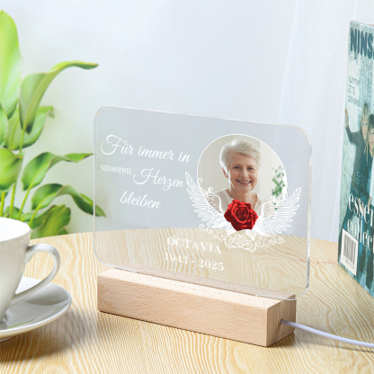 Personalisierter 1 Name & Foto & Jahr Acryl-Deko-Für immer in unseren Herzen bleiben
