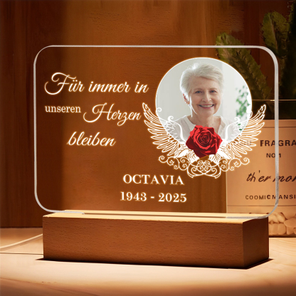 Personalisierter 1 Name & Foto & Jahr Acryl-Deko-Für immer in unseren Herzen bleiben