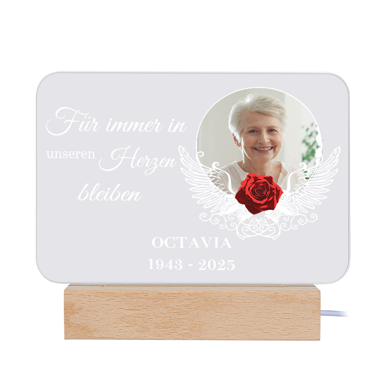 Personalisierter 1 Name & Foto & Jahr Acryl-Deko-Für immer in unseren Herzen bleiben