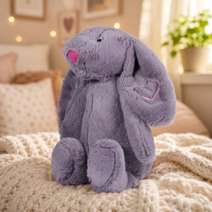 Personalisierter Plüschhase mit gesticktem Namen und Wunschmotiv Geschenk für Kinder und Enkelkinder