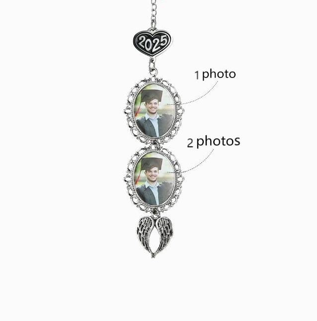 Personalisierte 2 Fotos Bachelor Hut Abitur Halskette zum Abitur