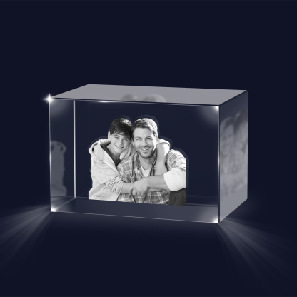 Personalisiertes Doppelporträt & Text 3D-Foto-Acrylkristall Ornament im querformatigen geraden Design – Perfektes Geschenk für Familie & Freunde
