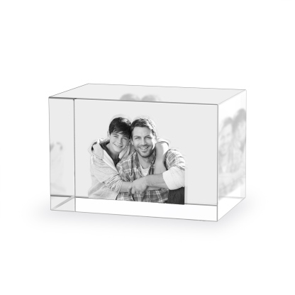 Personalisiertes Doppelporträt & Text 3D-Foto-Acrylkristall Ornament im querformatigen geraden Design – Perfektes Geschenk für Familie & Freunde