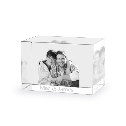 Personalisiertes Doppelporträt & Text 3D-Foto-Acrylkristall Ornament im querformatigen geraden Design – Perfektes Geschenk für Familie & Freunde