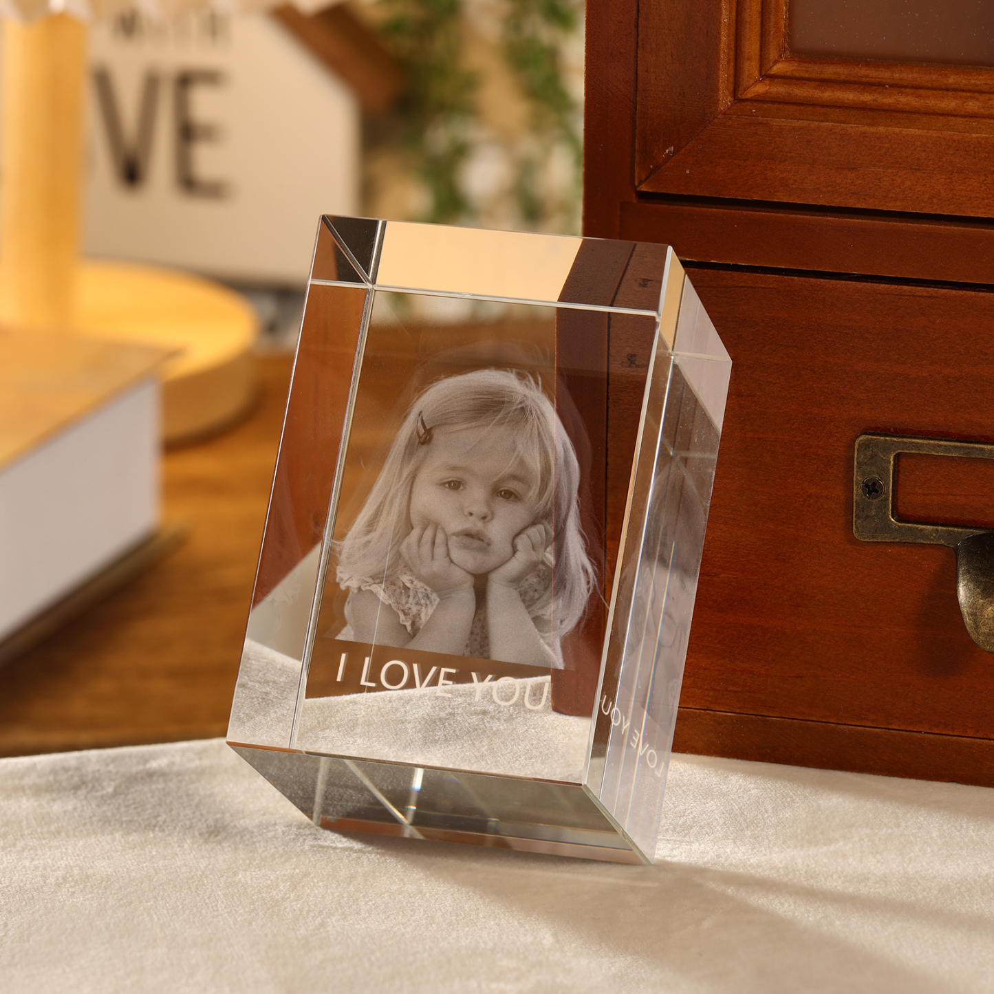 Personalisierter 3D-Foto-Acrylkristall Einzelporträt & Text – Perfektes Geschenk für Familie & Freunde