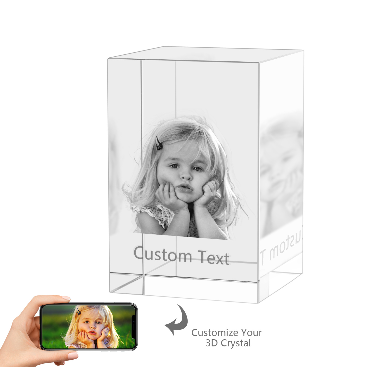 Personalisierter 3D-Foto-Acrylkristall Einzelporträt & Text – Perfektes Geschenk für Familie & Freunde