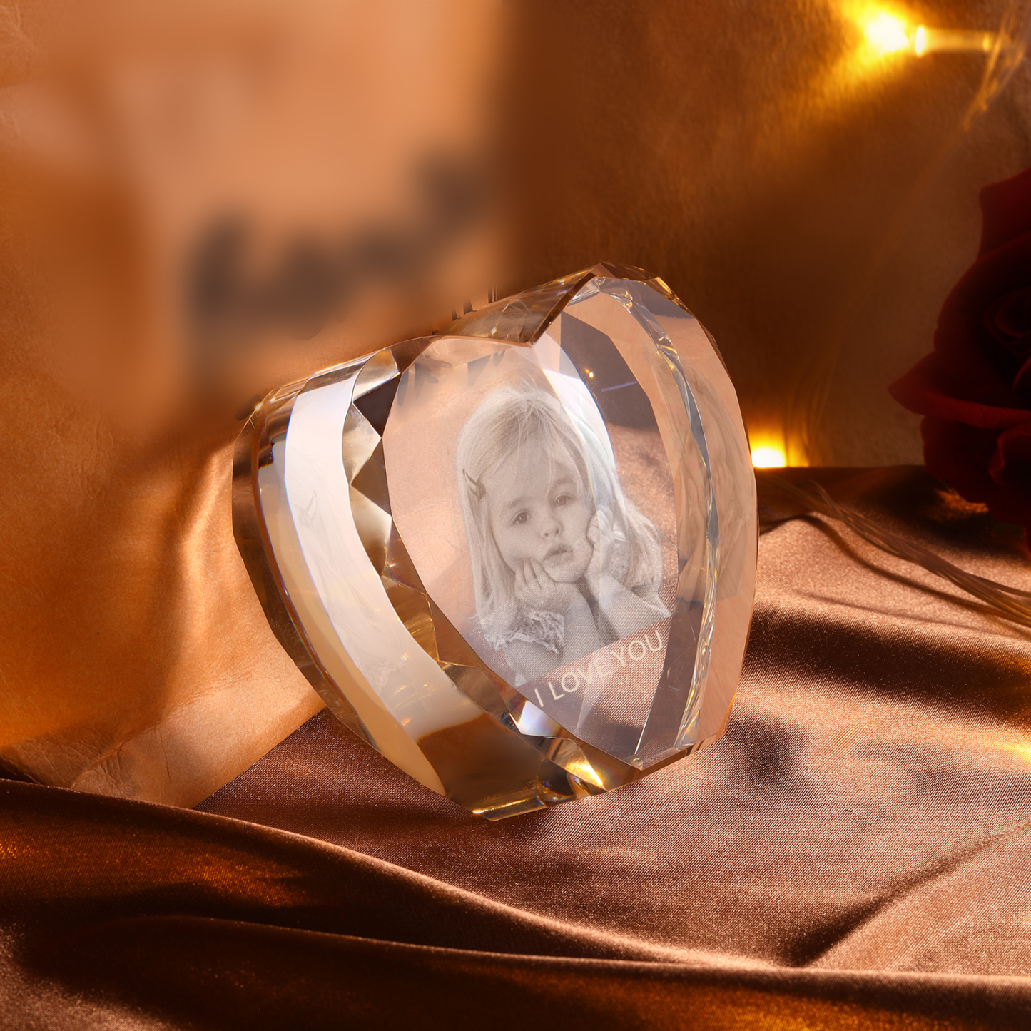 Personalisiertes Einzelporträt & Text 3D-Foto-Acrylkristall Herzform – Perfektes Geschenk für Familie & Freunde & Partner