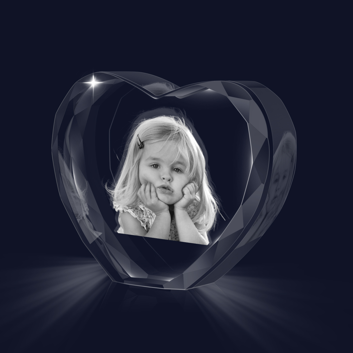 Personalisiertes Einzelporträt & Text 3D-Foto-Acrylkristall Herzform – Perfektes Geschenk für Familie & Freunde & Partner