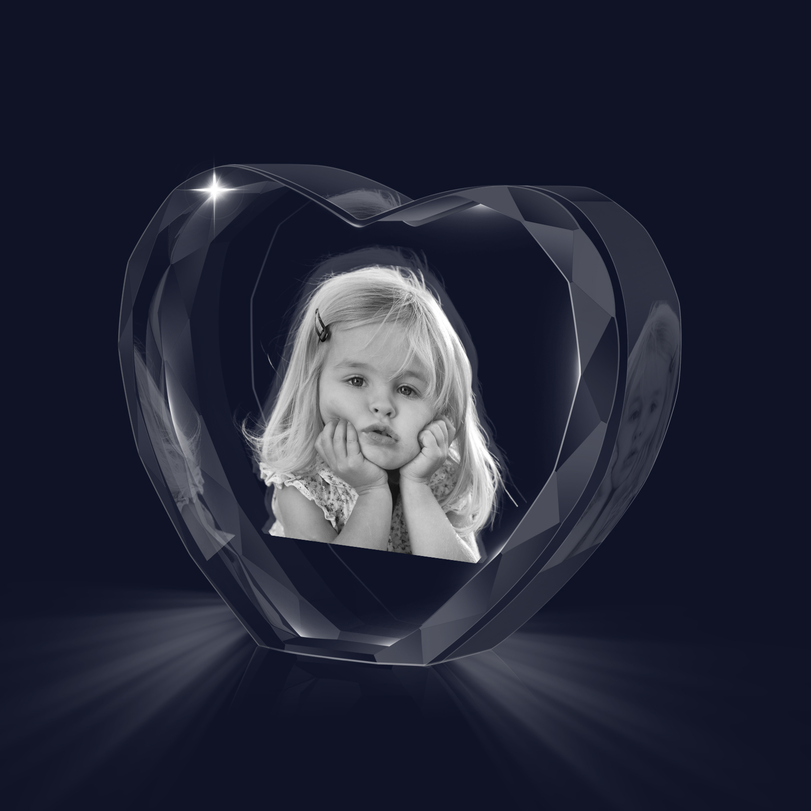 Personalisiertes Einzelporträt & Text 3D-Foto-Acrylkristall Herzform – Perfektes Geschenk für Familie & Freunde & Partner