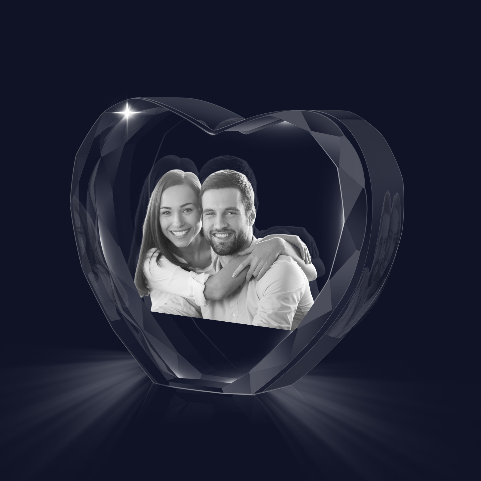 Personalisiertes Doppelporträt & Text 3D-Foto-Acrylkristall Herzform – Perfektes Geschenk für Familie & Freunde & Partner