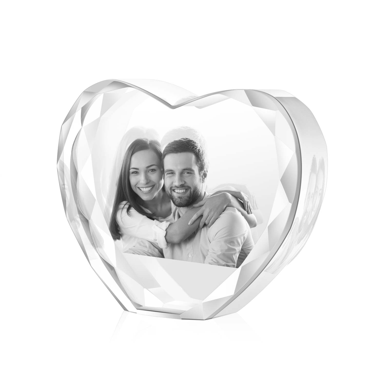 Personalisiertes Doppelporträt & Text 3D-Foto-Acrylkristall Herzform – Perfektes Geschenk für Familie & Freunde & Partner