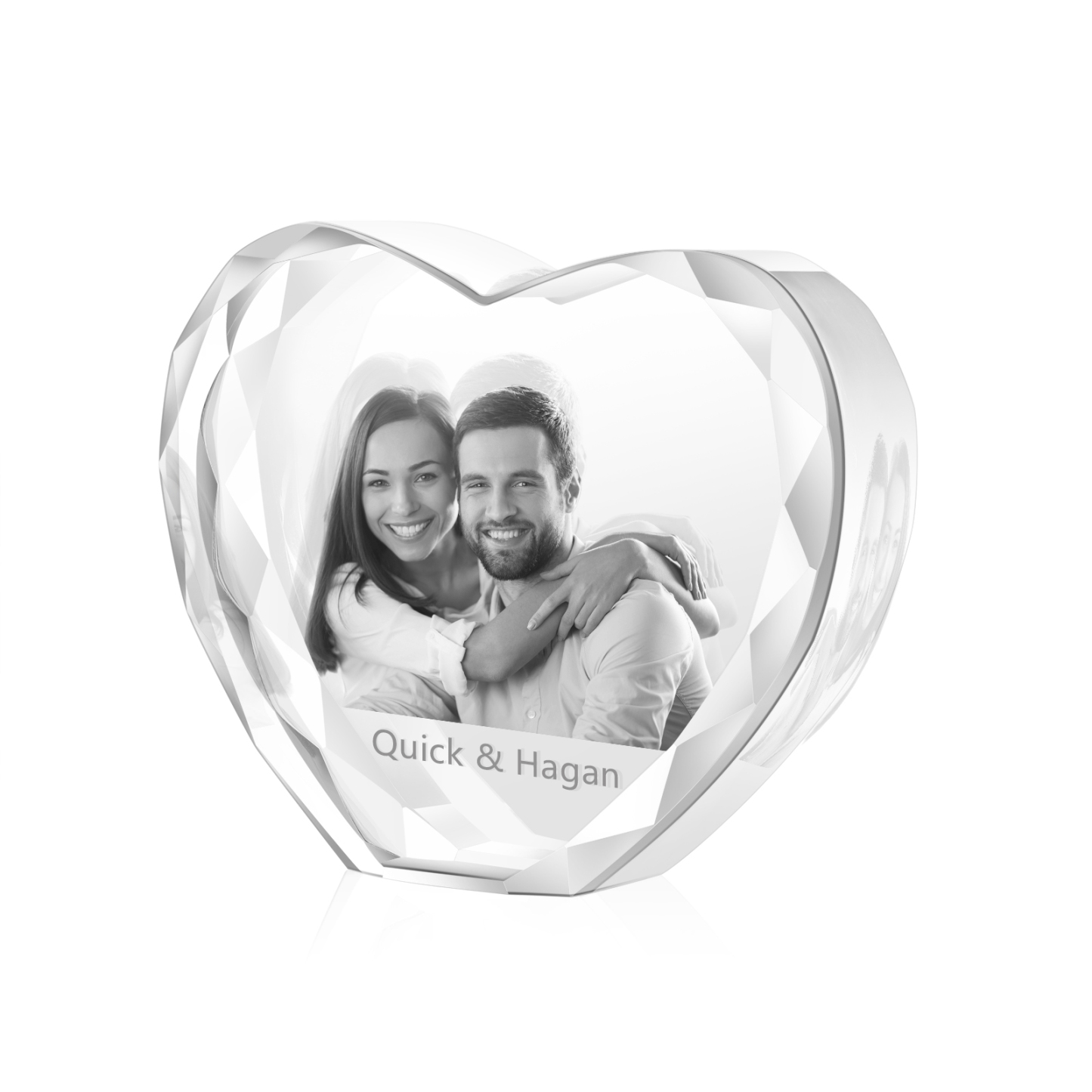 Personalisiertes Doppelporträt & Text 3D-Foto-Acrylkristall Herzform – Perfektes Geschenk für Familie & Freunde & Partner