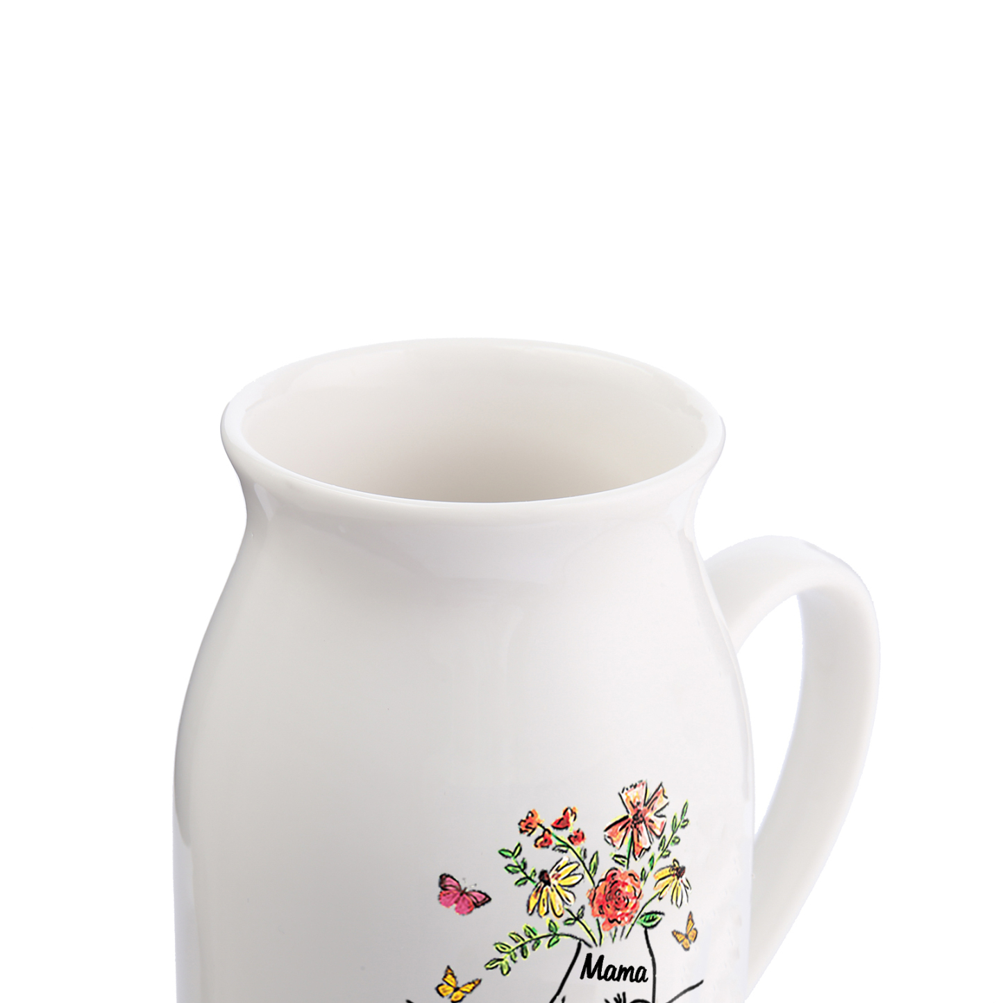 Personalisierte 5 Namen & Text Blumen Hand in Hand Familie Vase Geschenk für Mama Oma 
