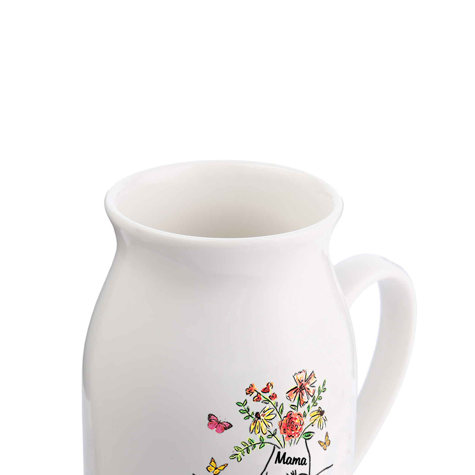 Personalisierte 7 Namen & Text Blumen Hand in Hand Familie Vase Geschenk für Mama Oma 