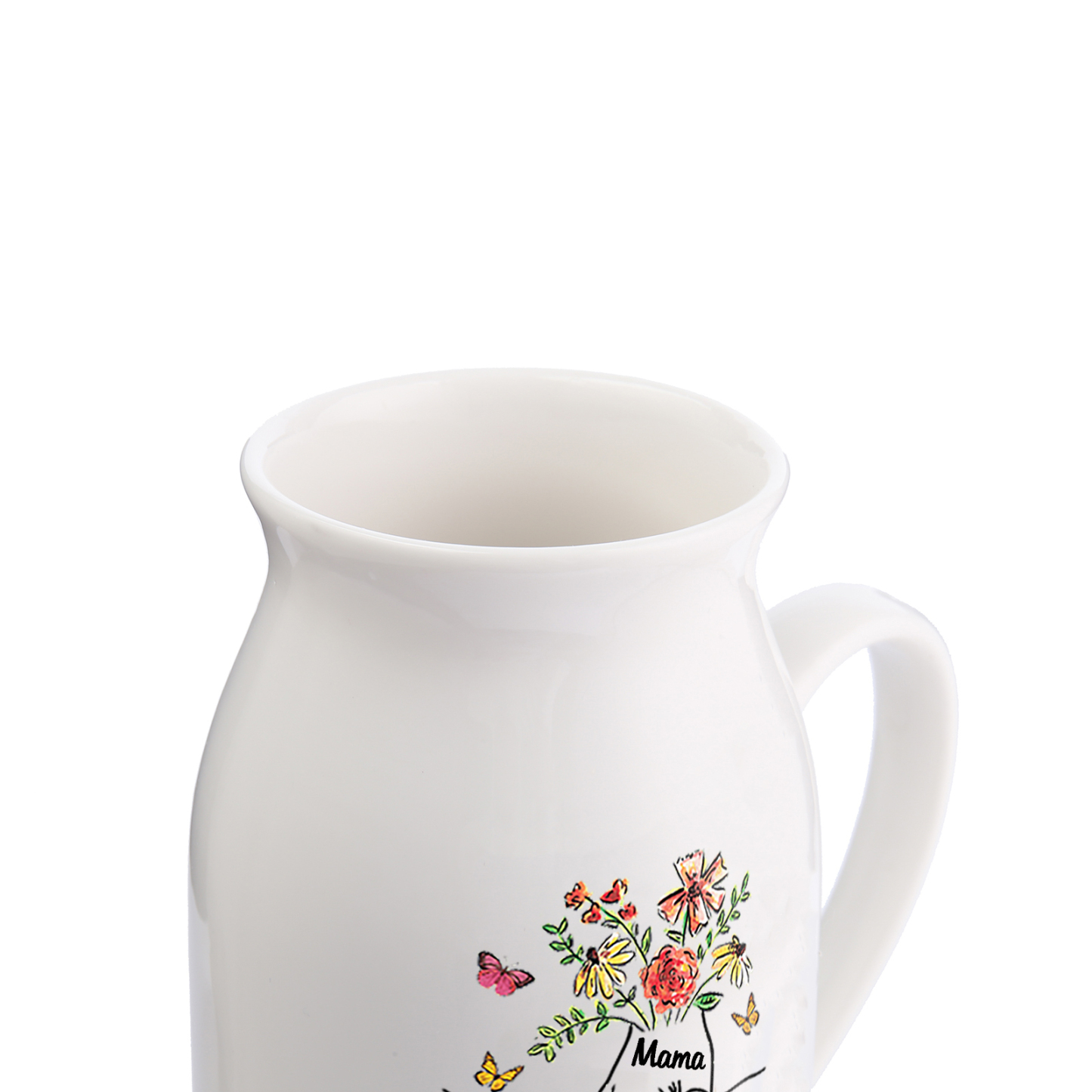 Personalisierte 7 Namen & Text Blumen Hand in Hand Familie Vase Geschenk für Mama Oma 