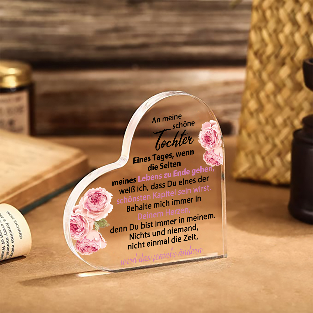 Personalisierter Name & Geburtsblume PU Leder Geldbörse & Acryl-Deko Geschenkbox Set – Weihnachtsgeschenk für Tochter