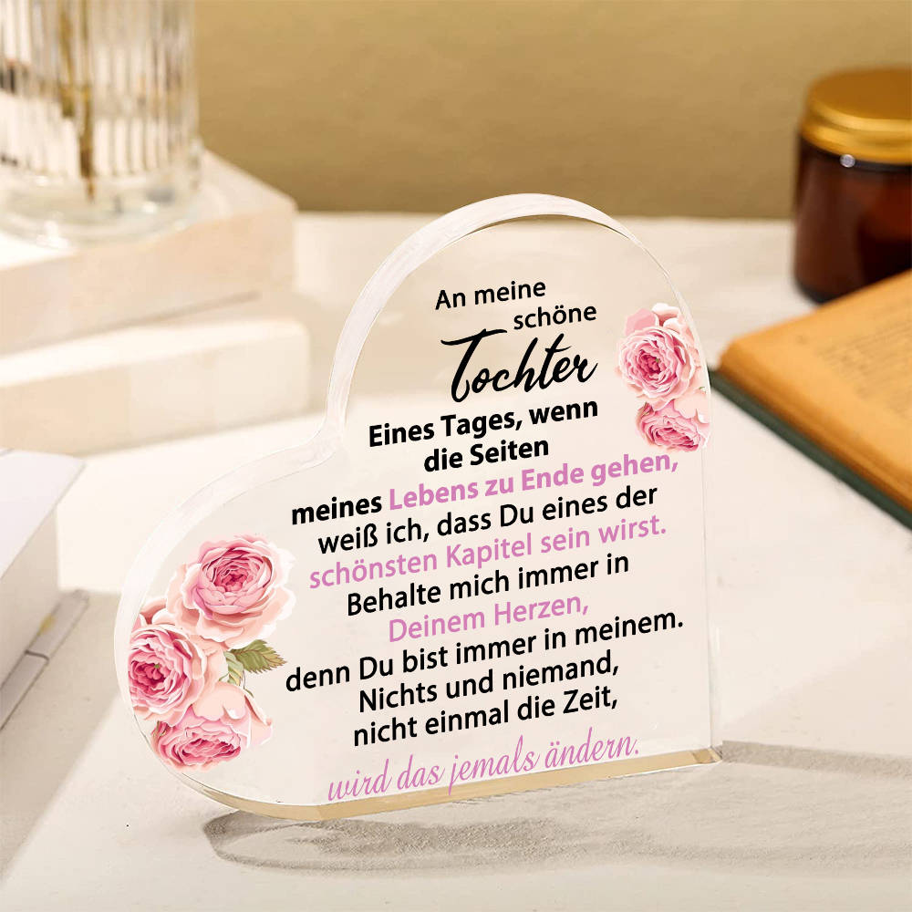 Personalisierter Name & Geburtsblume PU Leder Geldbörse & Acryl-Deko Geschenkbox Set – Weihnachtsgeschenk für Tochter