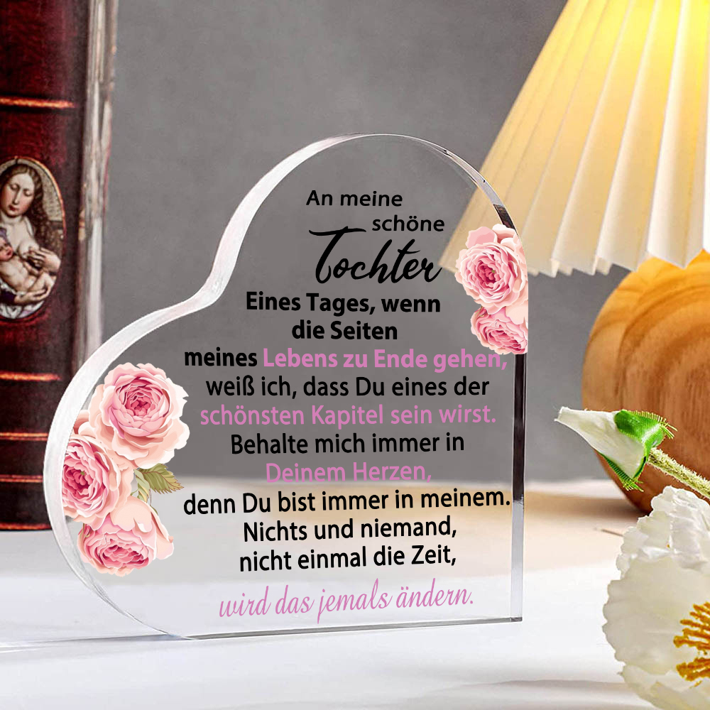 Personalisierter Name & Geburtsblume PU Leder Geldbörse & Acryl-Deko Geschenkbox Set – Weihnachtsgeschenk für Tochter
