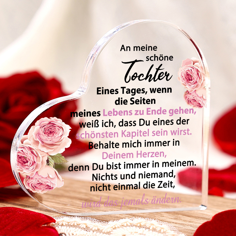 Personalisierter Name & Geburtsblume PU Leder Geldbörse & Acryl-Deko Geschenkbox Set – Weihnachtsgeschenk für Tochter