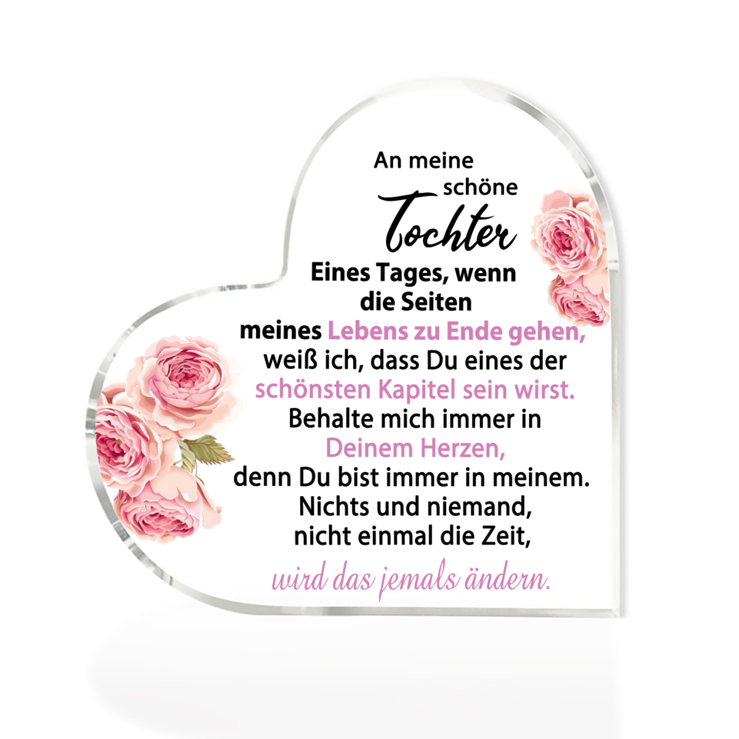 Personalisierter Name & Geburtsblume PU Leder Geldbörse & Acryl-Deko Geschenkbox Set – Weihnachtsgeschenk für Tochter